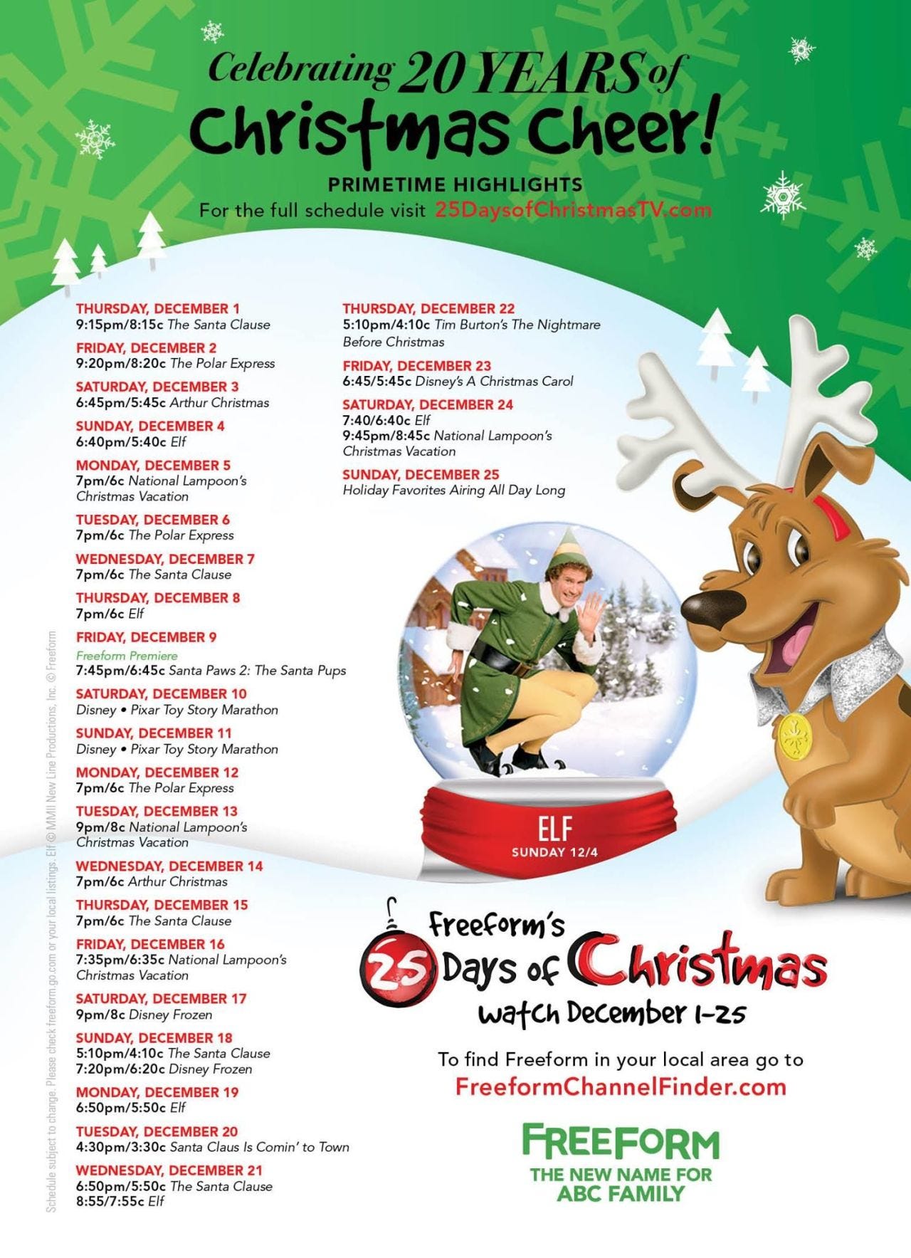 Freeforms \ photo about Abc Family 25 Days of Christmas Printable Schedule identify Freeforms \